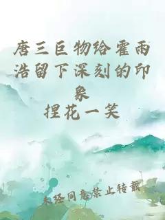 唐三巨物給霍雨浩留下深刻的印象